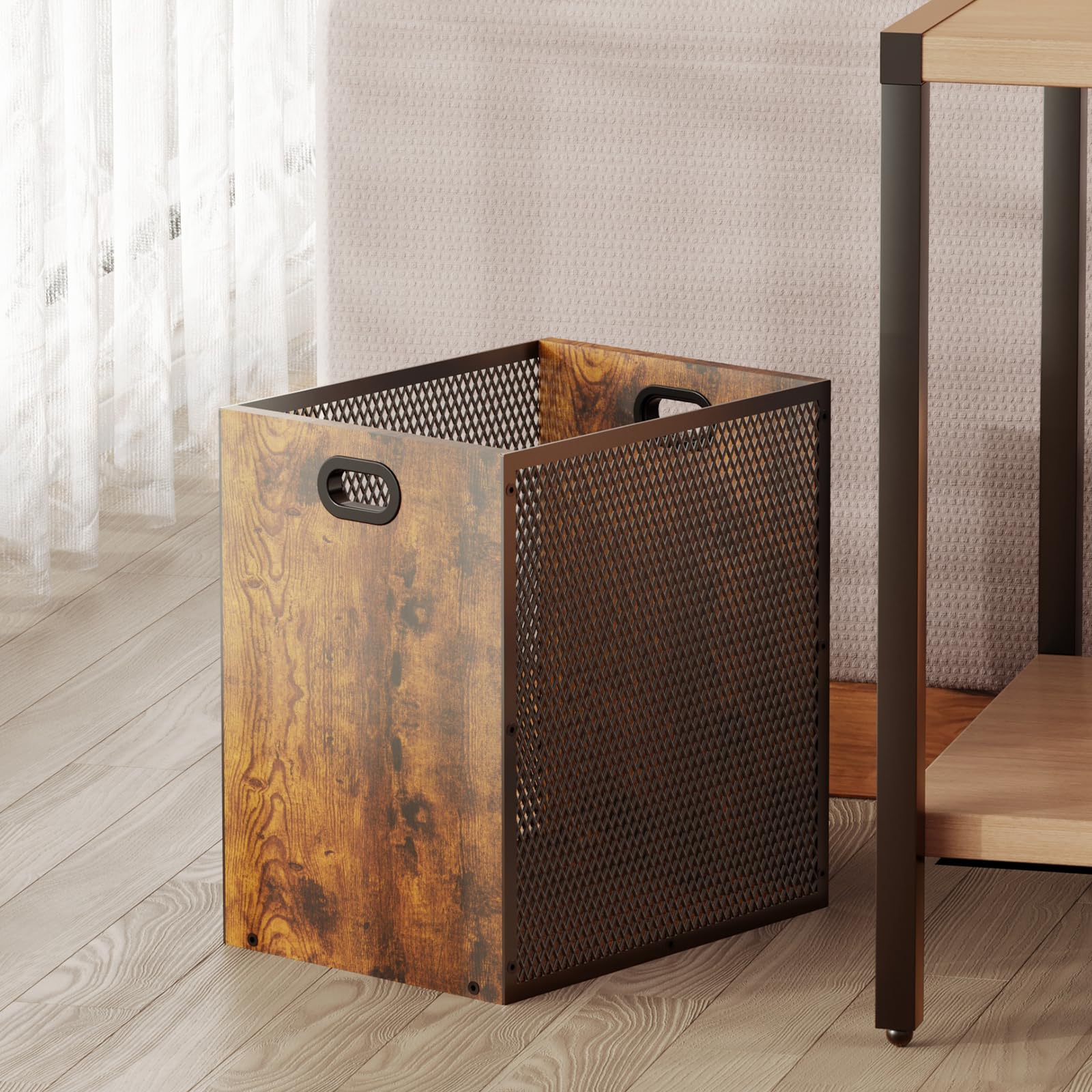 Amazon.com: Huxitocan Retro Office Trash Can, Iron and Wood